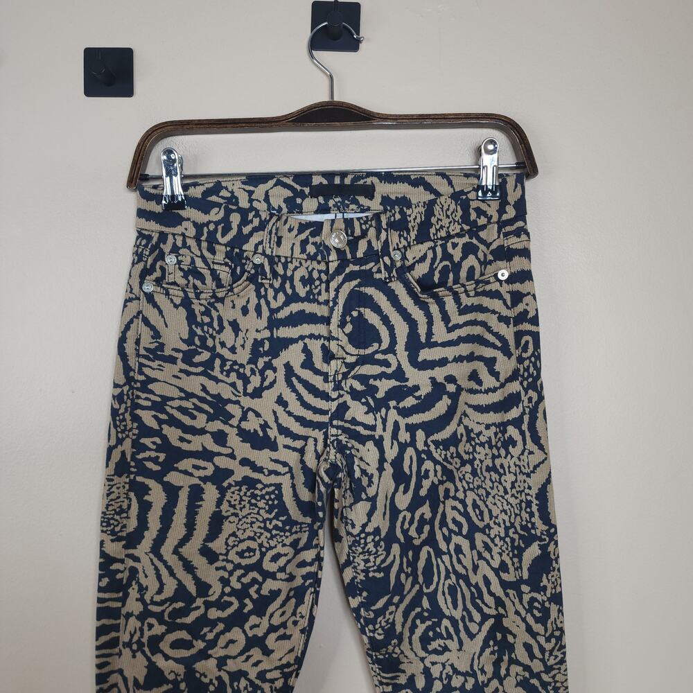 7 for All Mankind The Ankle Skinny Jeans in Royal Leopard Size 26 - Picture 3 of 11